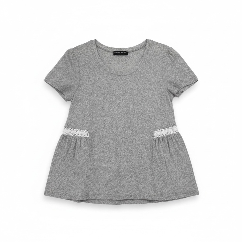 NEW Generation Love Sample Heather Gray Crochet Short Sleeve Tee Top Small